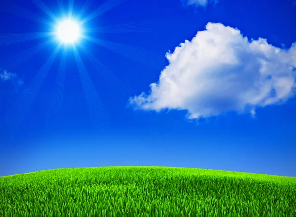 Landskap med blå sommarhimmel — Stockfoto