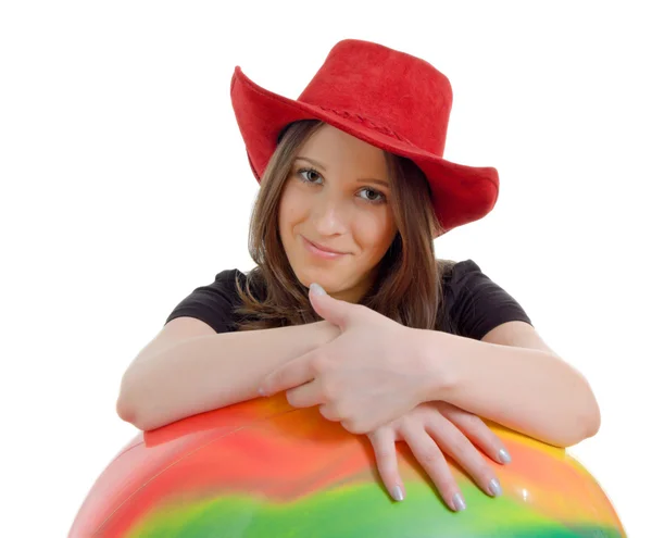 Meisje in een westerse hoed — Stockfoto