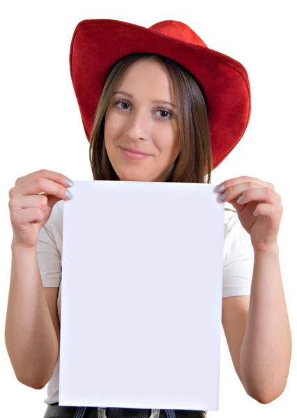 Meisje in een rode hoed — Stockfoto