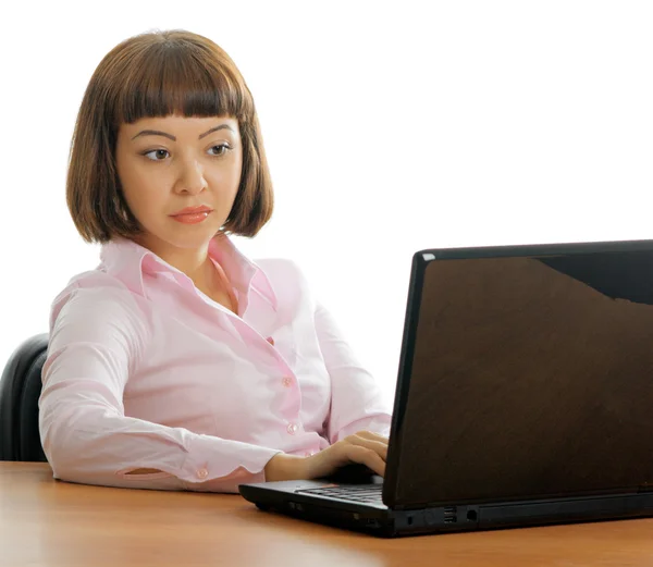 Girl with the computer — Stock Photo, Image