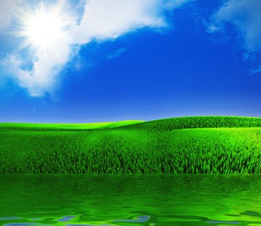 Landscape with a cloud sky and water clipart