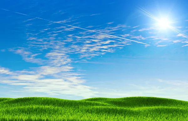 草对蓝蓝的天空 — 图库照片