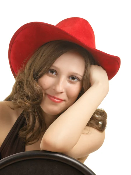 Fashion-monger in a beautiful hat — Stock Photo, Image
