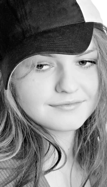Kız closeup gri tonlama portresi — Stok fotoğraf