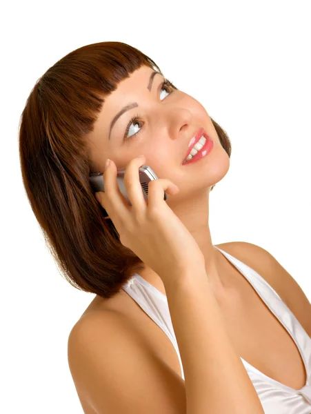 Portret van een meisje met een mobiele telefoon — Stockfoto