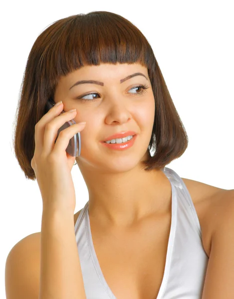 Slå flickan med telefonen — Stockfoto