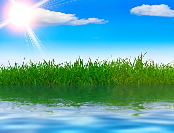 Yaz peyzaj göl yakınındaki — Stok fotoğraf