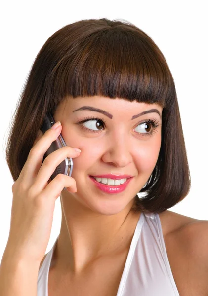 Talking on a cellular phone — Stock Photo, Image