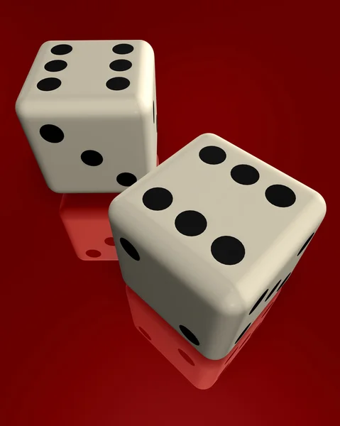 Dice on red surface — Stock Photo, Image