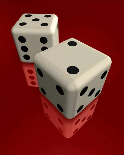 Dice on red — Stock Photo, Image