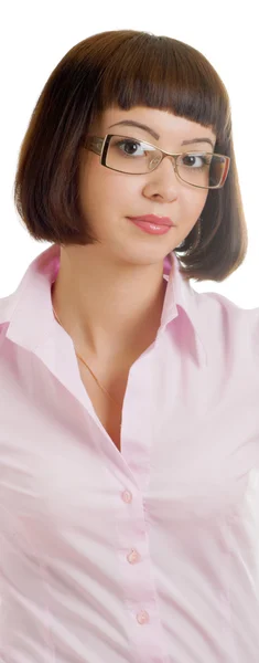Pretty girl in a pink blouses — Stock Photo, Image