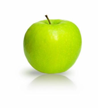 Yeşil elma üzerinde beyaz izole