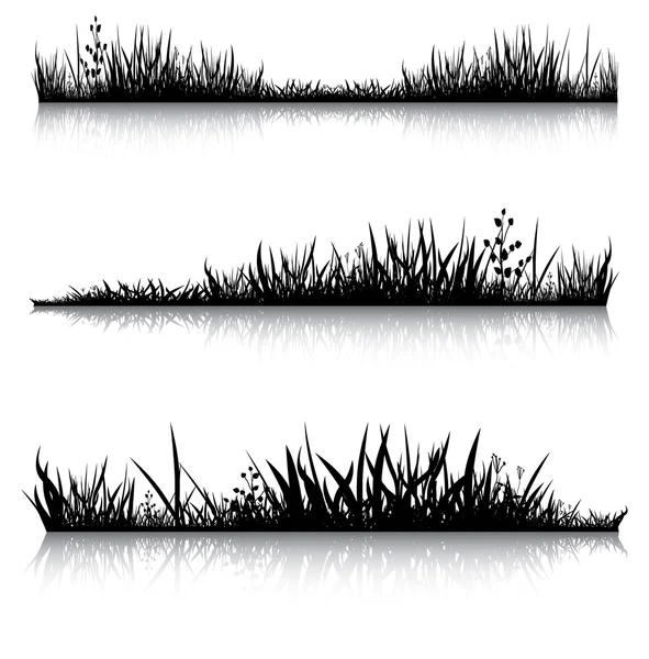 Schwarzes Gras mit Spiegelung — Stockvektor