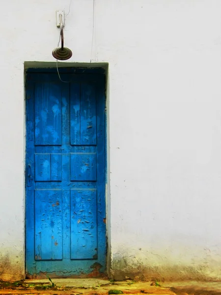 Blaue Vintage-Tür — Stockfoto