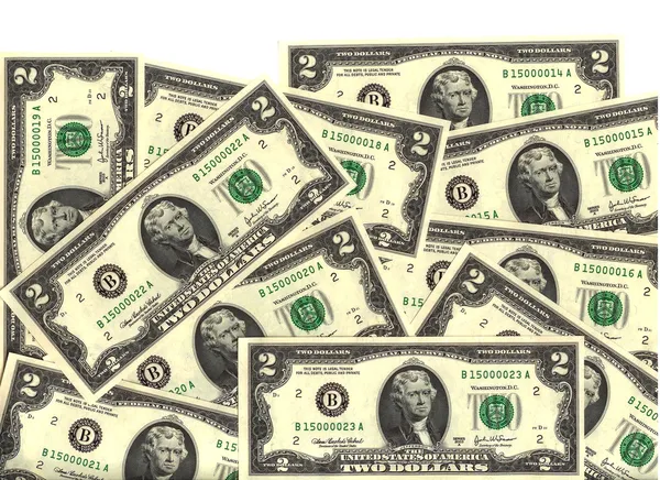Két dollár bill háttér — Stock Fotó