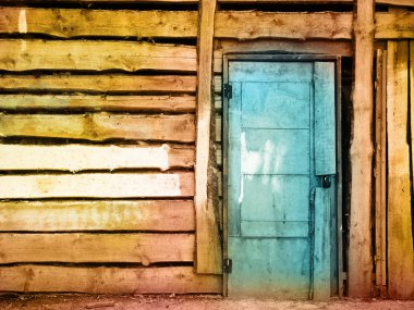 Painted dirty vintage wooden door clipart