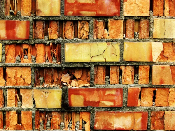 Popraskané vinobraní cihlová zeď — Stock fotografie