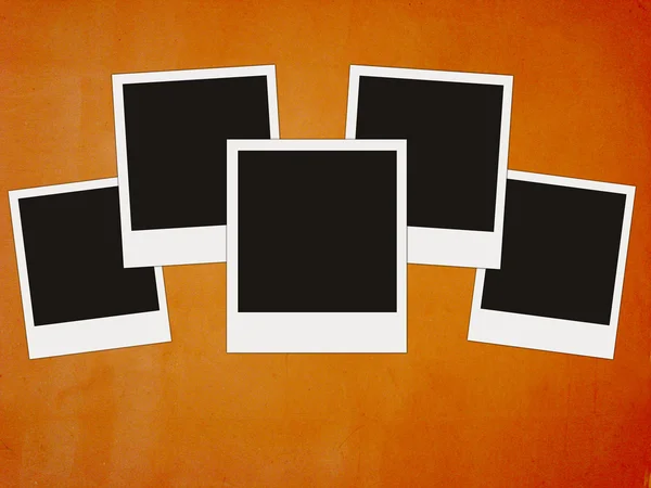 Five blank photos on retro red backgroun — Stock Photo, Image