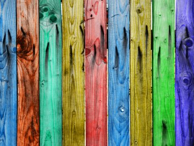 Colorful wooden fence with rusty nails clipart