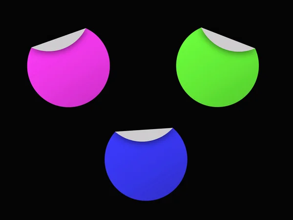 Três adesivos coloridos — Fotografia de Stock