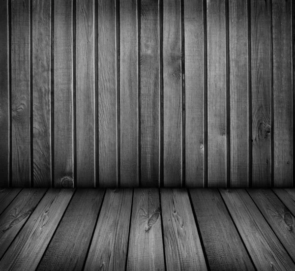 Černá a bílá dřevěná místnost — Stock fotografie