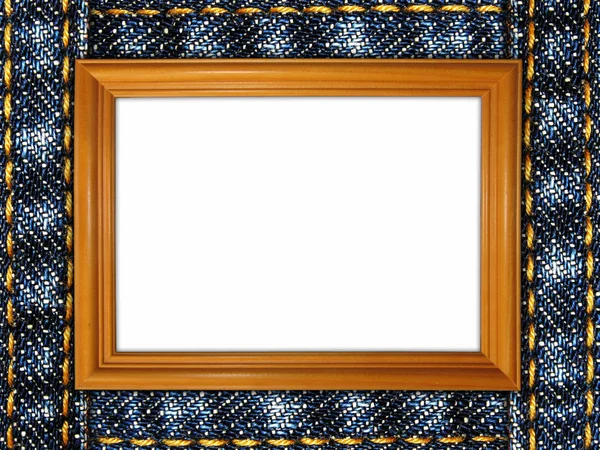 Džíny dřevěný rám izolovaných na bílém — Stock fotografie