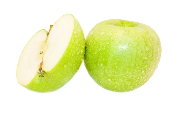 Ett äpple och en halv isolerad på vit — Stockfoto