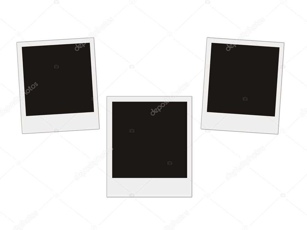 Three blank photos isolated on white