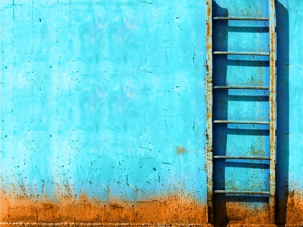 Blauwe roestig vintage trap — Stockfoto
