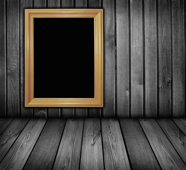 Zwart-wit houten kamer — Stockfoto