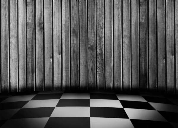 Maravilhoso xadrez quarto de madeira — Fotografia de Stock