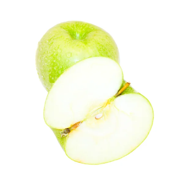 Zielone jabłko na białym tle nad białym — Zdjęcie stockowe