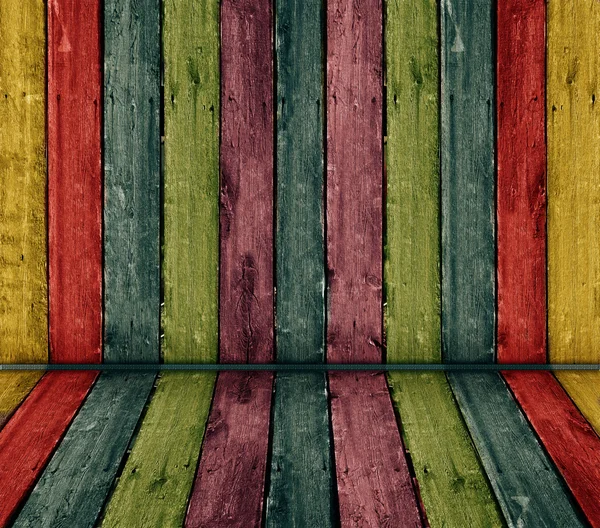 Intérieur en bois vintage coloré — Photo
