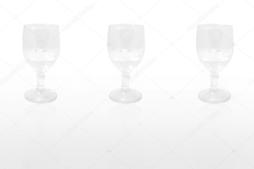 Three glasses of water isolated