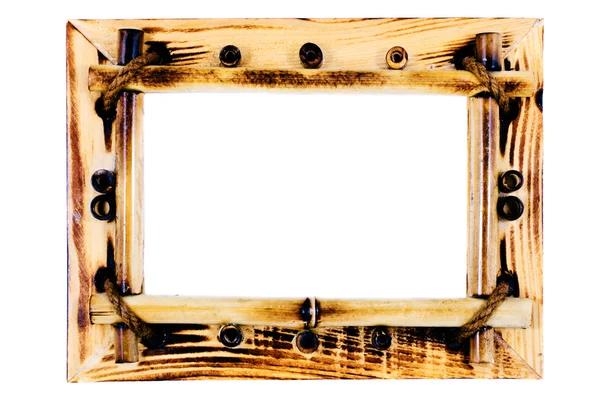 Moldura de bambu original isolada em branco — Fotografia de Stock