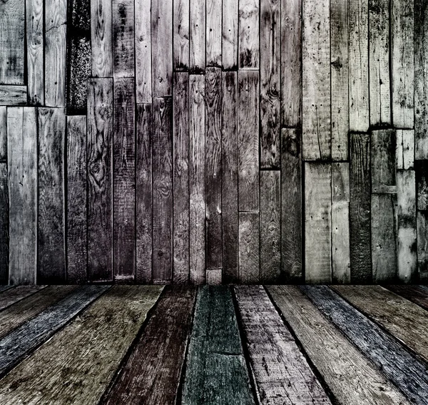 Dirty dark vintage wooden room — Stock Photo, Image