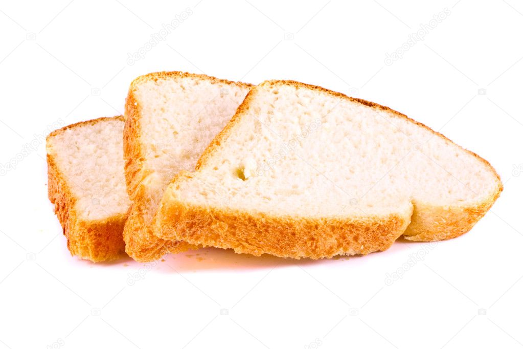 Three pieces of white bread
