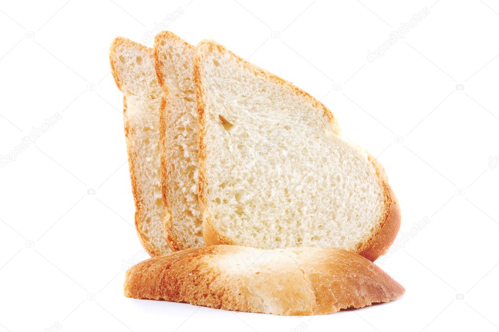 Four pieces of white bread
