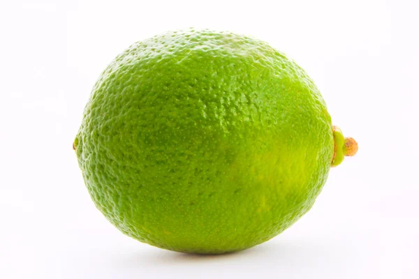 Beyaz bitti izole yeşil limon — Stok fotoğraf