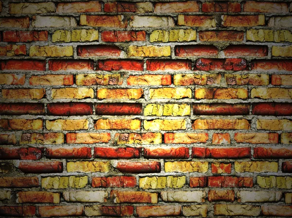 Gebarsten vintage bakstenen muur — Stockfoto