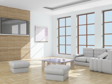 Interior of a living room. 3D image. clipart