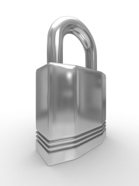 Steel closed lock on white background clipart