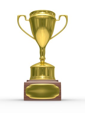 Gold cup of winner on white background. clipart