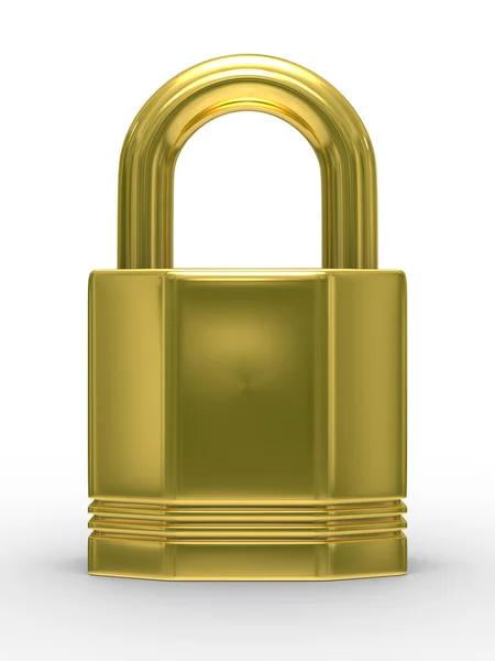 Oro serratura chiusa su sfondo bianco — Foto Stock