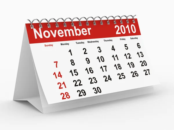 Jaarkalender voor 2010. november — Stockfoto