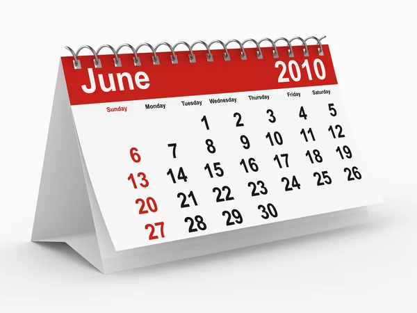 2010-es évi naptár. június — Stock Fotó