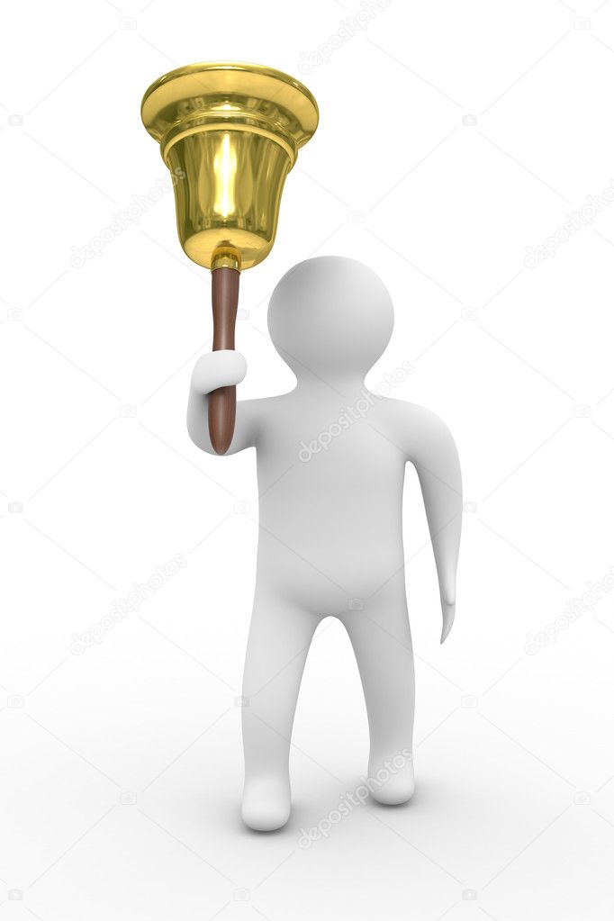 Gold hand bell and man