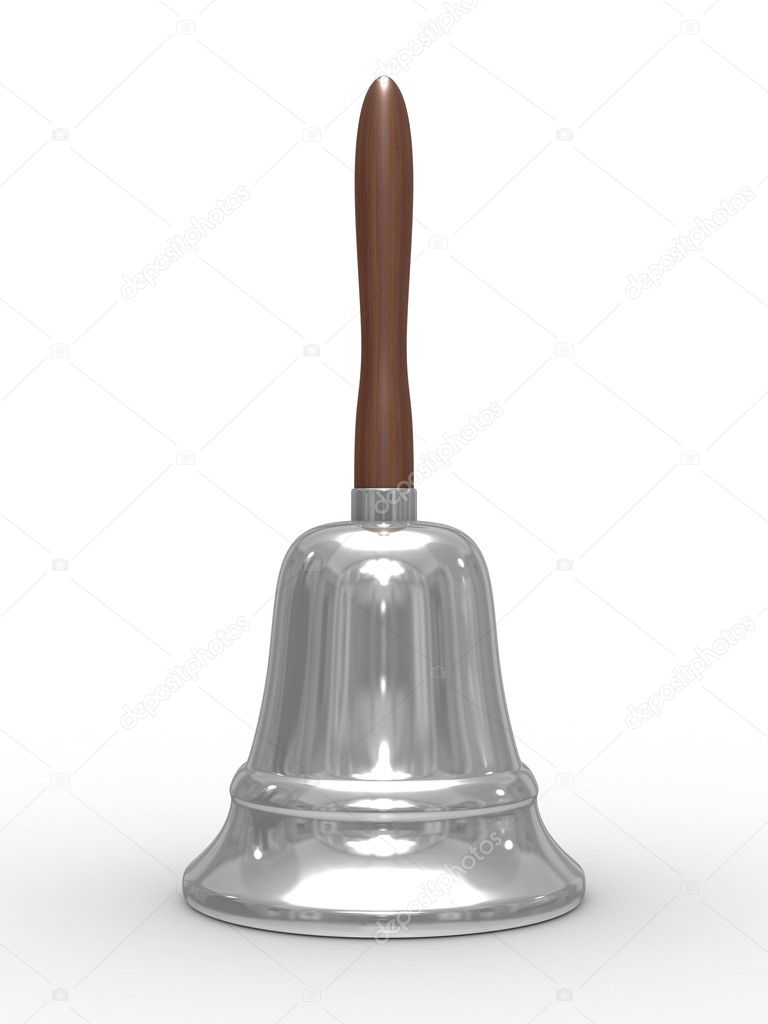 Hand bell on white background
