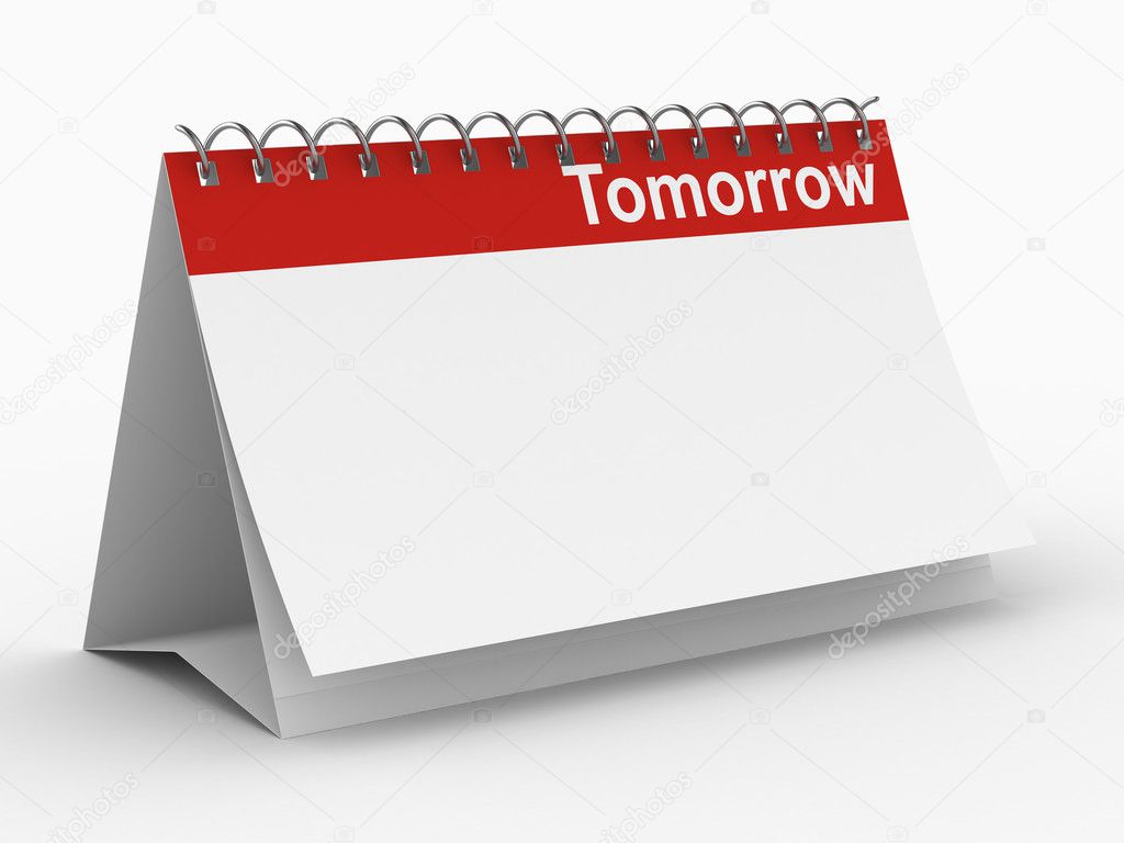 Calendar for tomorrow on white