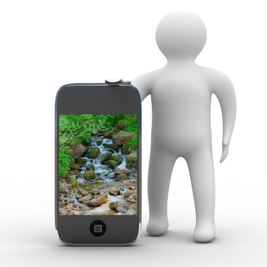 Man and phone. Isolated 3D image clipart